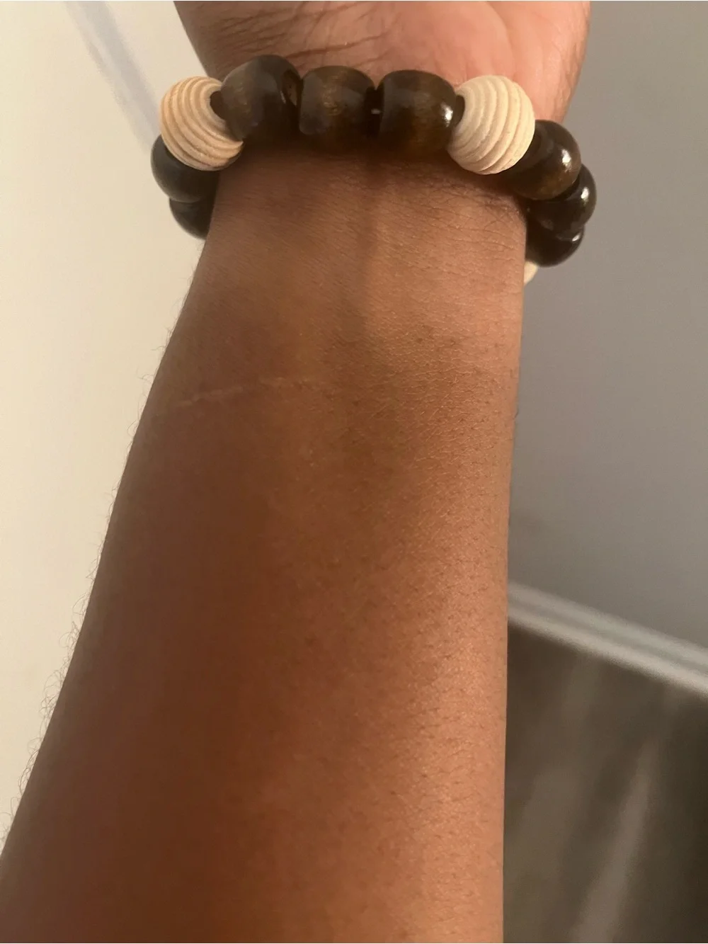 Handcrafted Brown and Cream Beaded Men’s Bracelet